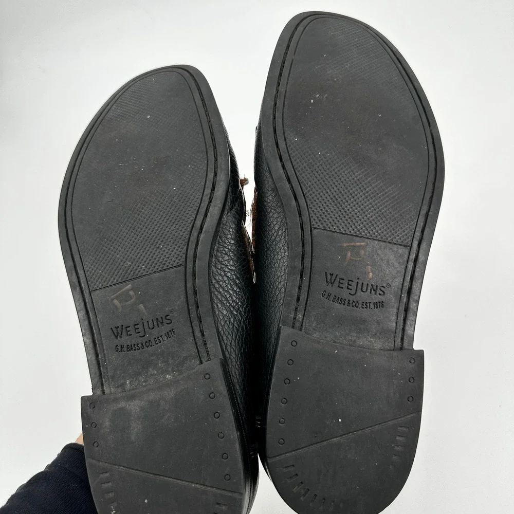 GH Bass Weejuns Mens Black Brown Leather Kiltie Tassel Loafers Moccasin Shoe 9.5